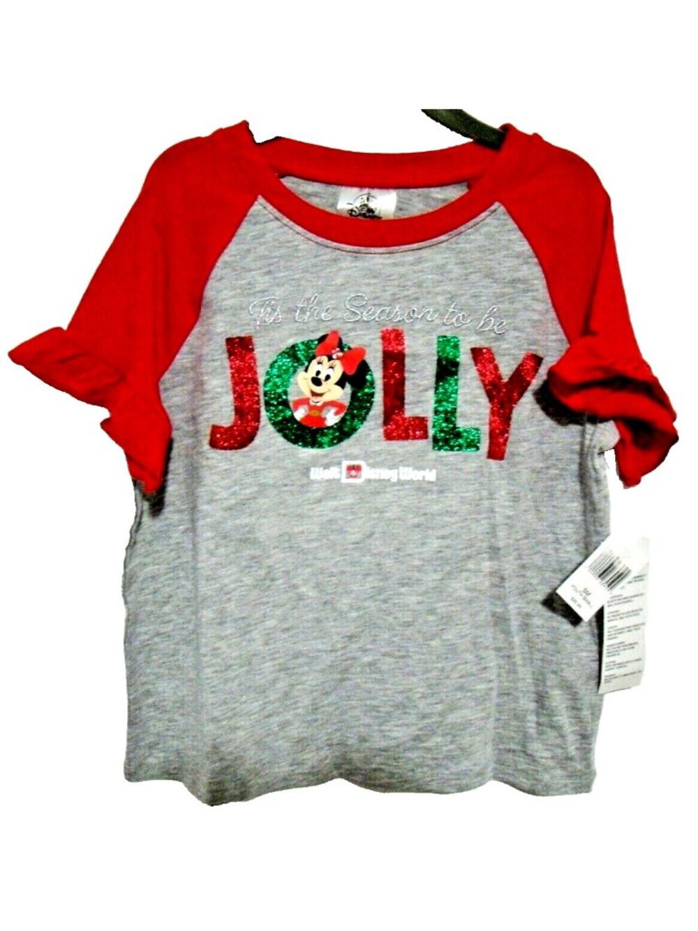 Disney Shirt Top Girls Small Youth Christmas Tis The Season To Be Jolly New